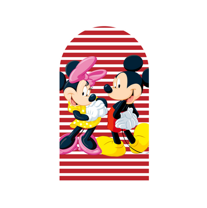 Pink Minnie Mickey Birthday Party Arch Backdrop Wall Cloth Cover