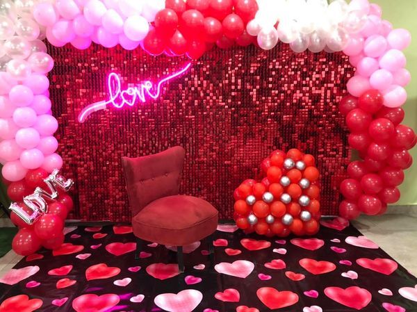 Red Sequin Shimmer Backdrop Wall Panels For Birthday Wedding Baby Shower Bridal