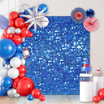 Royal Blue Sequin Shimmer Backdrop Wall Panels For Birthday Wedding Party Event Decoration