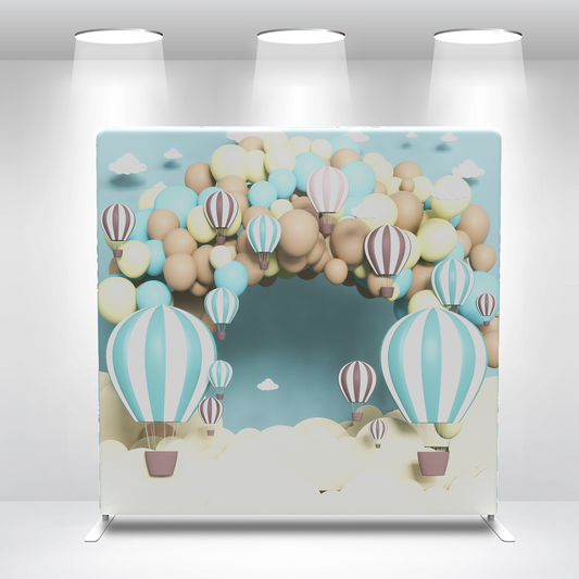 Hot Air Balloon Pillow Case Photo Booth Straight Backdrop Wall Cover With Stand For Birthday Party Photography Photo Shoot Studio Props