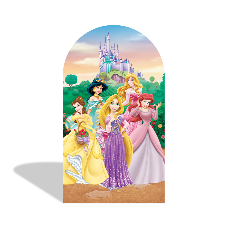 Disney Princess Birthday Party Background Arch Backdrop Wall Cloth Cover