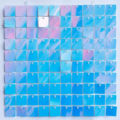 Iridescent Rainbow Blue Sequin Shimmer Backdrop Wall Panels For Birthday Wedding Party Event Decoration