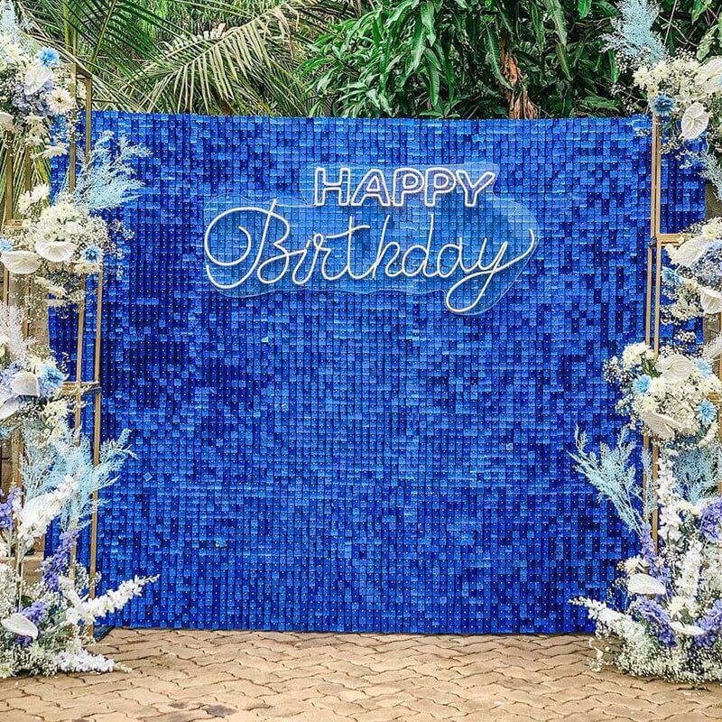 Royal Blue Sequin Shimmer Backdrop Wall Panels For Birthday Wedding Party Event Decoration