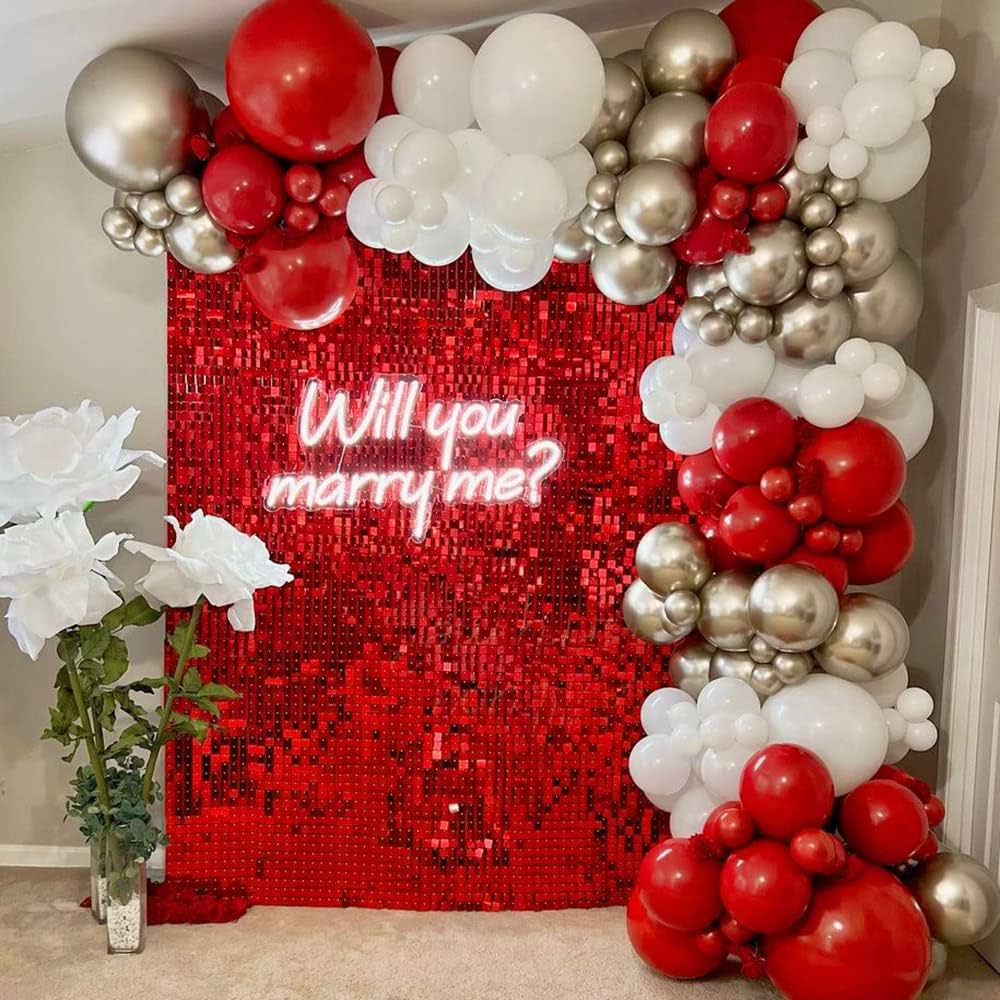 Red Sequin Shimmer Backdrop Wall Panels For Birthday Wedding Baby Shower Bridal