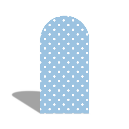 Blue Polka Dot Stripe Elephant Flora Arch Backdrop Wall Cloth Cover For Birthday Baby Shower Gender Reveal Party