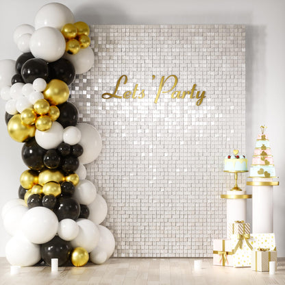 White Sequin Shimmer Backdrop Wall Panels For Birthday Wedding Party Event Decoration