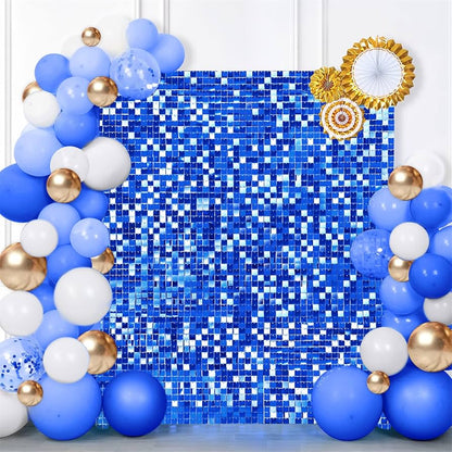 Royal Blue Sequin Shimmer Backdrop Wall Panels For Birthday Wedding Party Event Decoration