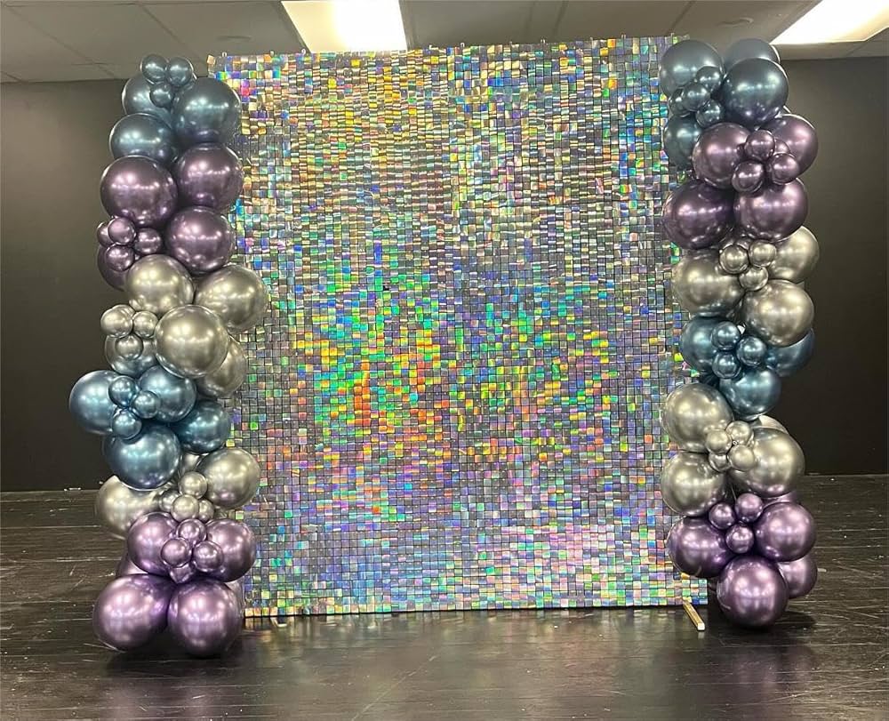 Fancy Sliver Sequin Shimmer Backdrop Wall Panels For Birthday Wedding Party Event Decoration