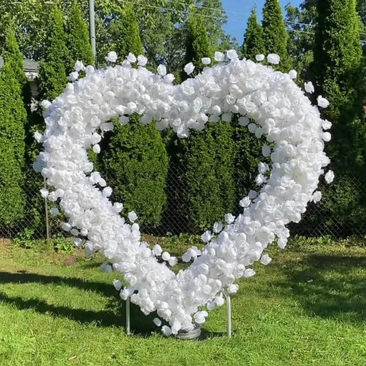 8ft Heart Shaped White Rose Arch Flower Wall Wedding Decoration Indoor