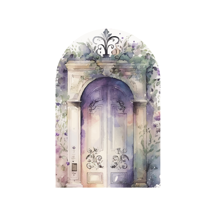 Watercolor Purple Flower Door Gate Birthday Party Arch Backdrop Wall Cloth Cover