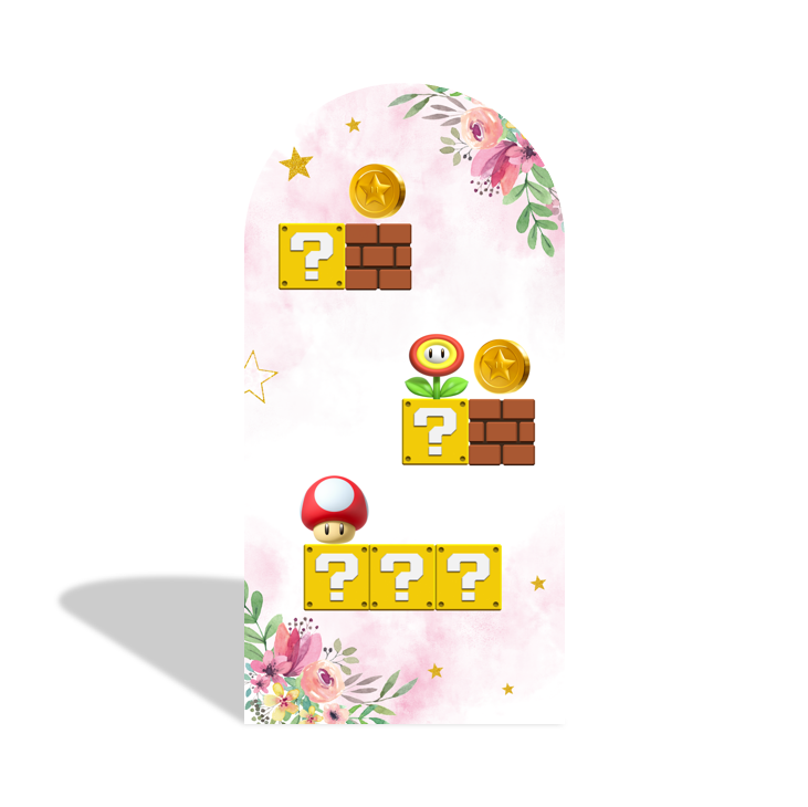 Mario Princess Cartoon Movie Happy Birthday Party Arch Backdrop Wall Cloth Cover