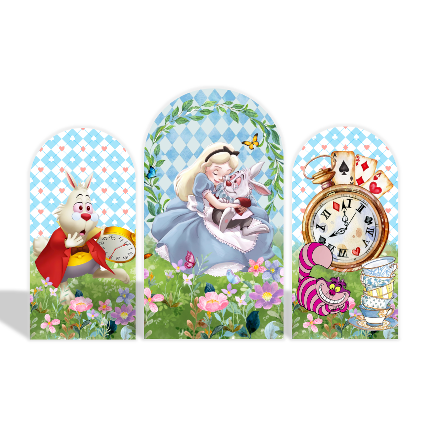 Alice In Wonderland Birthday Party Arch Backdrop Wall Cloth Cover