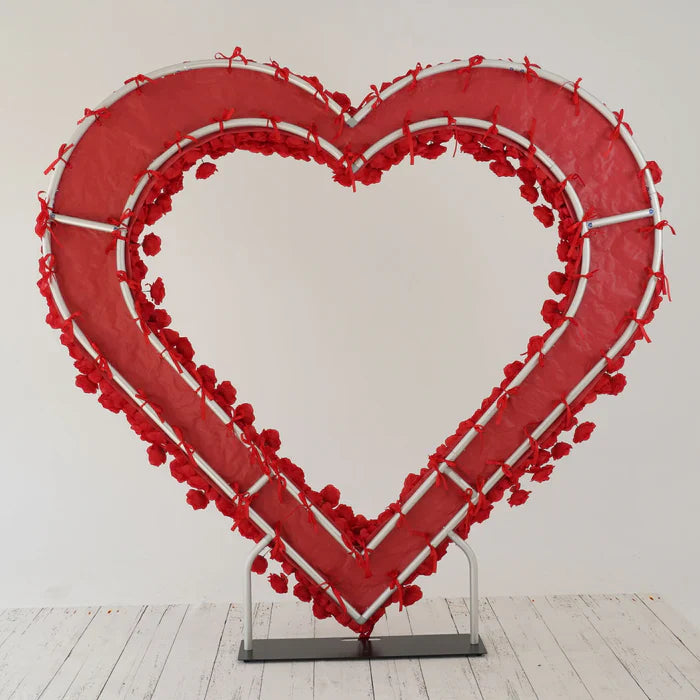 Double Layer Heart Shape Aluminum Arch Photo Booth Backdrop Wall Stand