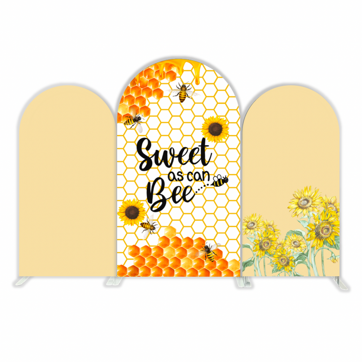 Yellow Sweet Bee  Sunflower Theme Birthday Party Arch Backdrop Wall Cloth Cover