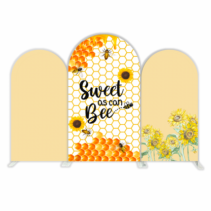 Yellow Sweet Bee  Sunflower Theme Birthday Party Arch Backdrop Wall Cloth Cover