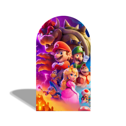 Supper Mario Cartoon Movie Happy Birthday Party Arch Backdrop Wall Cloth Cover