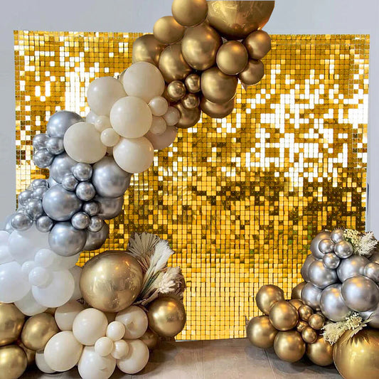 Gold Shimmer Sequin Backdrop Wall Panels For Birthday Wedding Baby Shower Bridal