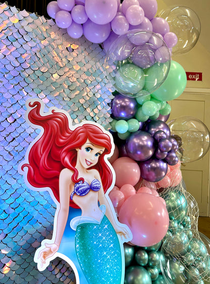 Rainbow Blue Mermaid Scale Sequin Shimmer Backdrop Wall Panels For Birthday Baby Shower Party Decoration