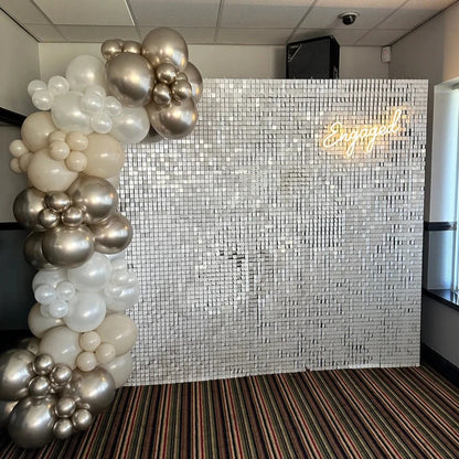 White Sequin Shimmer Backdrop Wall Panels For Birthday Wedding Party Event Decoration