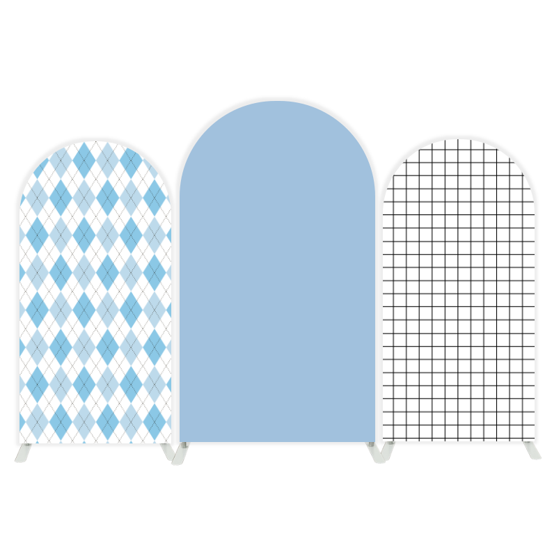 Light Blue Grid  arch  Birthday Party Arch Backdrop Wall Cloth Cover