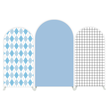 Light Blue Grid  arch  Birthday Party Arch Backdrop Wall Cloth Cover