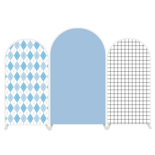 Light Blue Grid  arch  Birthday Party Arch Backdrop Wall Cloth Cover