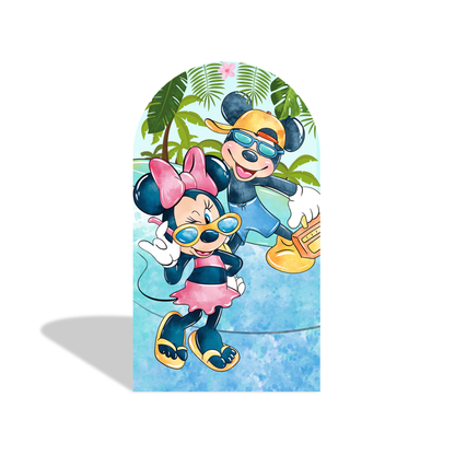 Minnie &Mickey beach Birthday Party Arch Backdrop Wall Cloth Cover