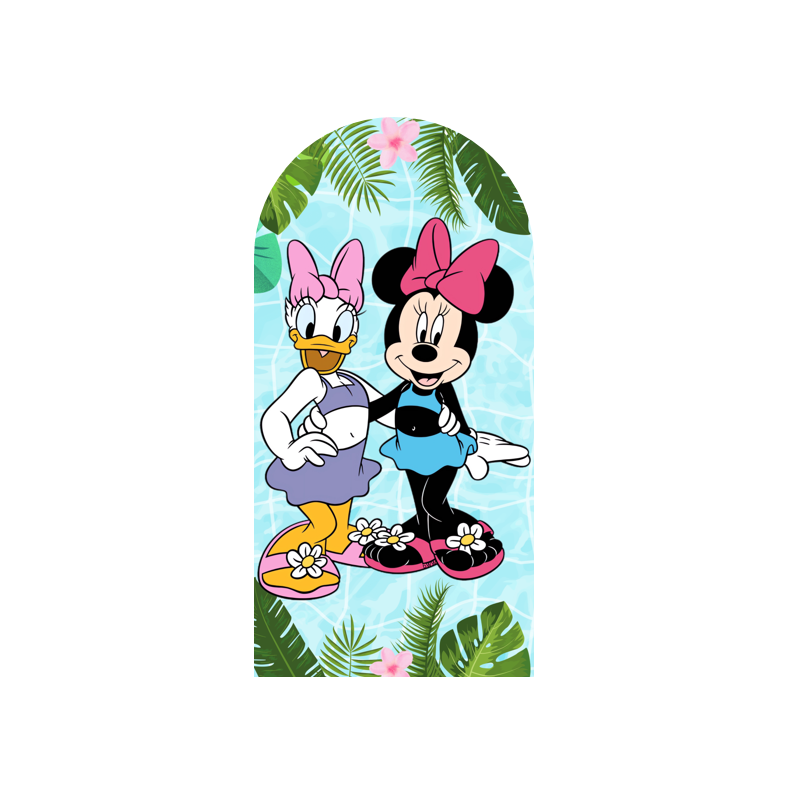 Minnie &Mickey beach Birthday Party Arch Backdrop Wall Cloth Cover