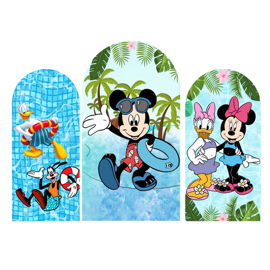 Minnie &Mickey beach Birthday Party Arch Backdrop Wall Cloth Cover