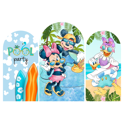 Minnie &Mickey beach Birthday Party Arch Backdrop Wall Cloth Cover