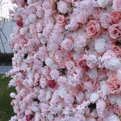 Cloth Curtain Silk Flower Wall For Birthday Wedding Backdrop Decoration Outdoor Event Party Decor Props