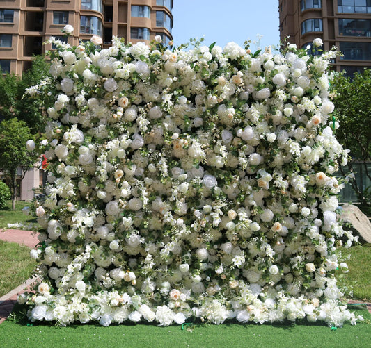 Handmade Artificial Rolling Up Curtain Fabric Silk Flower Wall For Birthday Wedding Backdrop Decor Party Stage Layout