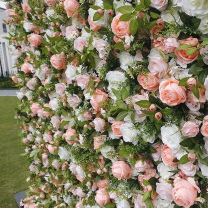Handmade Artificial Cloth Curtain Silk Flower Wall Wedding Backdrop Decoration Outdoor Event Party Decor Props