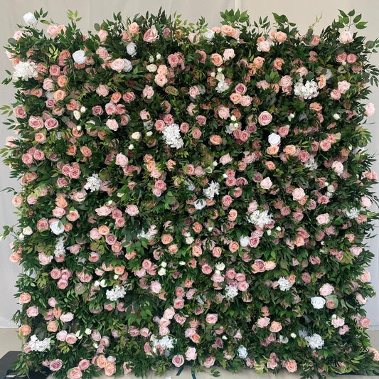 Rolling Up Curtain Flower Wall For Birthday Wedding Backdrop Decoration Outdoor Event Party Decor Props