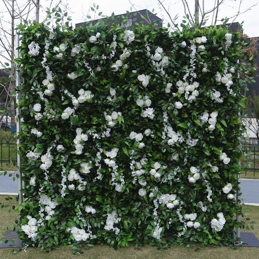 Handmade Artificial Fabric Rolling Up Curtain Flower Plant Backdrop Wall For Birthday Wedding Decor