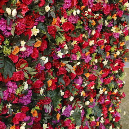 Rolling Up Curtain Red Purple Flower Wall Wedding Backdrop Decoration Outdoor Event Party Decor Props