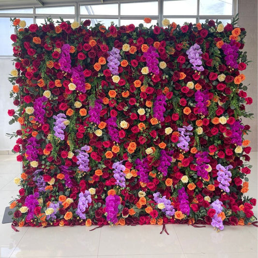 Rolling Up Curtain Flower Wall Wedding Backdrop Decoration Outdoor Event Party Decor Props