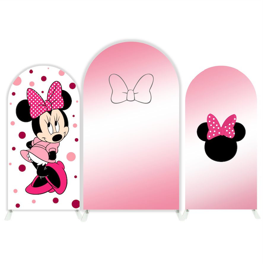 Pink Minnie Baby Shower Birthday Party Arch Backdrop Wall Cloth Cover