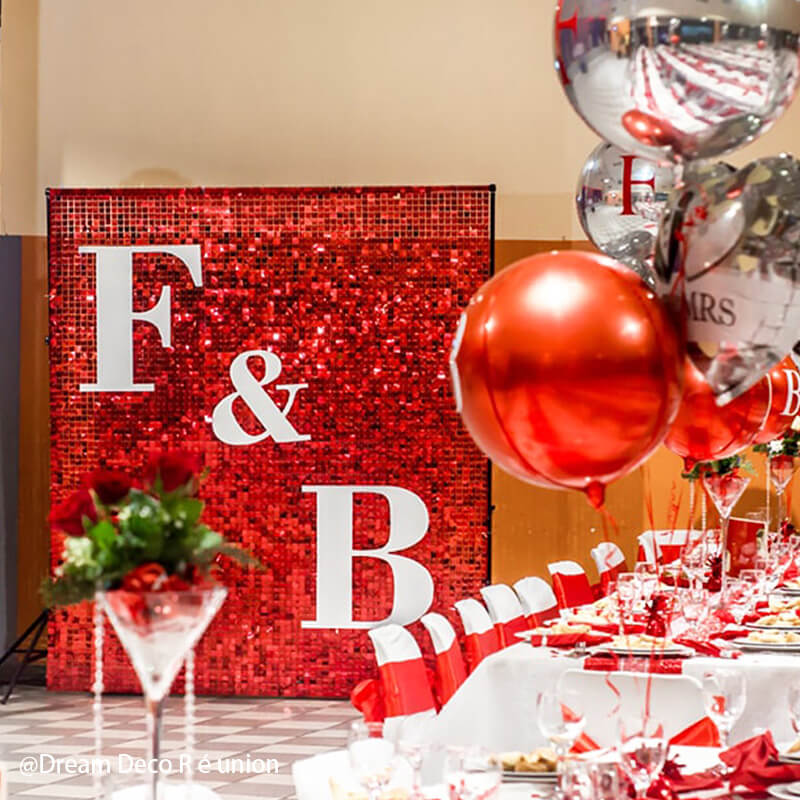 Red Sequin Shimmer Backdrop Wall Panels For Birthday Wedding Baby Shower Bridal