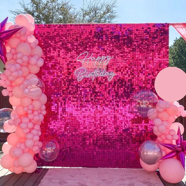 Rose Red Sequin Shimmer Backdrop Wall Panels For Birthday Wedding Baby Shower Bridal