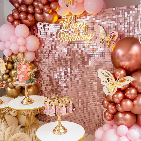 Rose Gold Sequin Shimmer Backdrop Wall Panels For Birthday Wedding Party Event Decoration