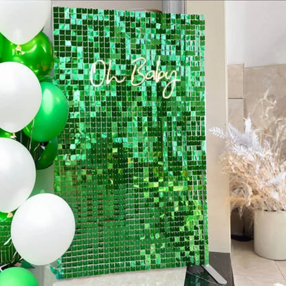 Green Sequin Shimmer Backdrop Wall Panels For Birthday Wedding Party Event Decoration