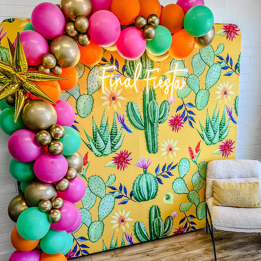 Cactus Theme Pillow Case Photo Booth Straight Backdrop Wall Cover With Stand For Birthday Wedding Baby Shower Party Event