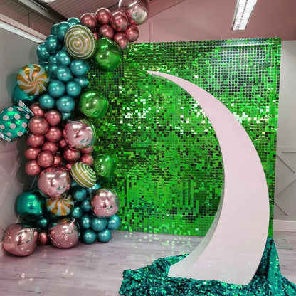 Green Sequin Shimmer Backdrop Wall Panels For Birthday Wedding Party Event Decoration