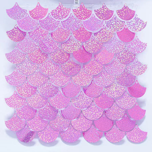 Laser Pink Mermaid Scale Sequin Shimmer Backdrop Wall Panels For Birthday Baby Shower Party Decoration