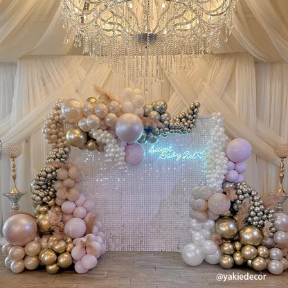 White Sequin Shimmer Backdrop Wall Panels For Birthday Wedding Party Event Decoration