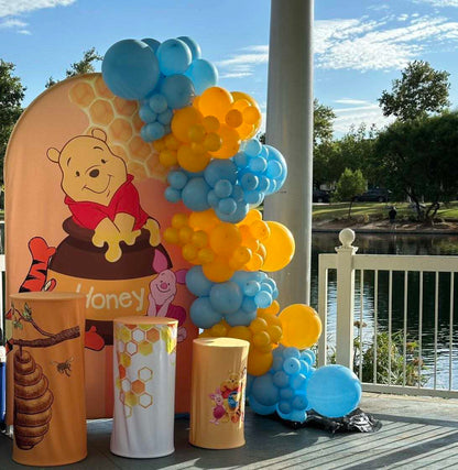 Winnie the poor birthday party decoration arch backdrop cover plinth cylinder pedestal cover