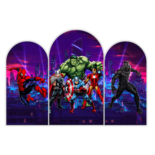 Avenger Super Hero Happy Birthday Party Arch Backdrop Wall Cloth Cover
