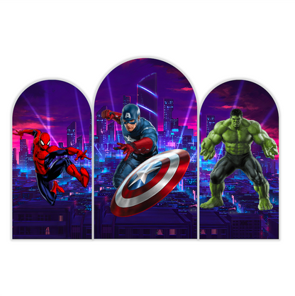 Avenger Super Hero Theme Happy Birthday Party Arch Backdrop Wall Cloth Cover