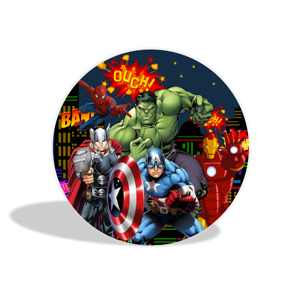 Avenger theme birthday party decoration round circle backdrop cover plinth cylinder pedestal cloth cover